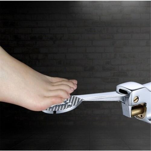 1 pc Switch Control By Floor Foot Pedal Tap Copper Bathroom Basin Faucet Single Cold Tap Hospital Hotel Pedal Water Faucet