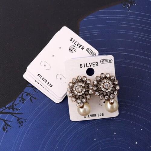 100pcs/lot Fashion Jewelry Earrings Display Packing Cards 3.6x4.5cm Silver 925 Accessories Plastic Hook Tags Can Customized Logo