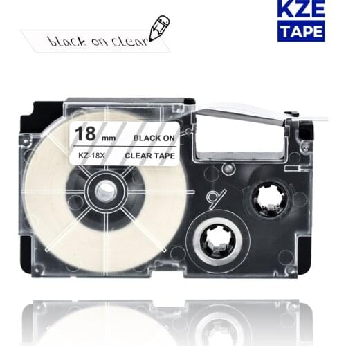 18mm Casio Black on Clear compatible label tapes XR18X XR 18X XR-18X for KL-60 typewriter KL-60SR KL120 EZ Label Maker