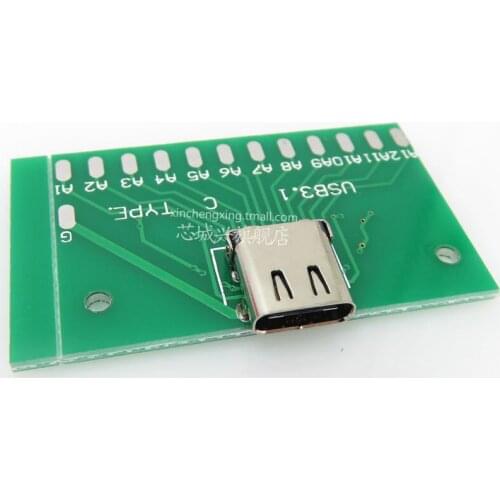 2pcs TYPE-C female test board USB 3.1 with PCB board 24P female connector adapter board