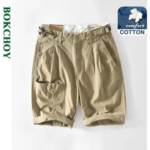 2021 Summer Spring New Men Casual Multi-Pocket Shorts Workwear Pure Cotton Solid Color Army Green Coffee Pants GA-T109