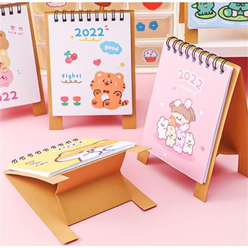 2022 Cartoon Cute Desktop Calendar Mini Daily Monthly Agenda Planner Organizer Kawaii Decoration School Office Supplies