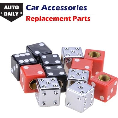 Dice Stylish Tire Valve Stems Caps Car Wheel Tire Valve Cover 4 Piece Decorative Aluminum Universal ,Car Accessories