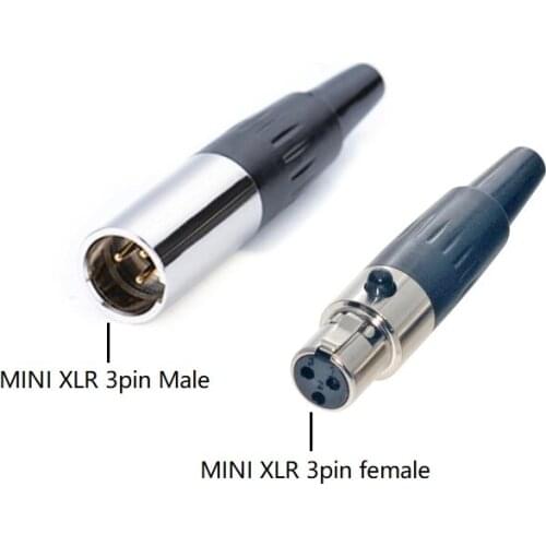 50pcs/lot Good quality Zinc Alloy 3pin Male Female MINI XLR Connector MINI MIC Microphone Connectors