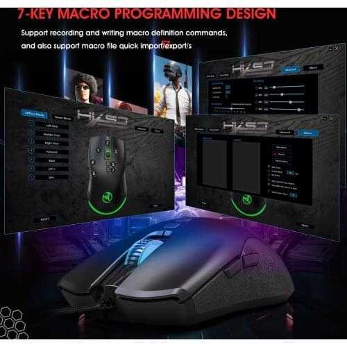 7Button 6400DPI Programmable Gaming Mouse Mechanical Gaming USB Wired Adjustable DPI Gaming Mouse Optical Ergonomic Gaming Mouse