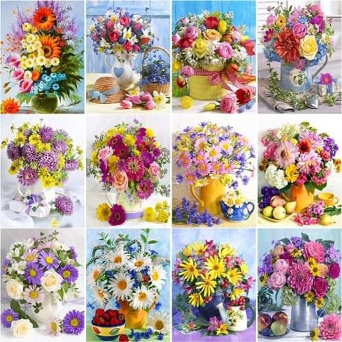 New 5D DIY Diamond Painting Scenery Cross Stitch Fresh Flowers Diamond Embroidery Full Square Round Drill Home Decor Manual Gift