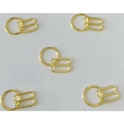 Free shipping 50 sets / lot Gold alloy metal clip bra rings and adjust sliders nickel and lead free
