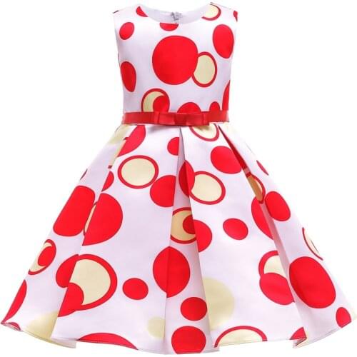 Little Girls Sleeveless Formal Dress, Cute Polka Dots Print A-line Princess Party Christening Dress for Toddlers and Kids