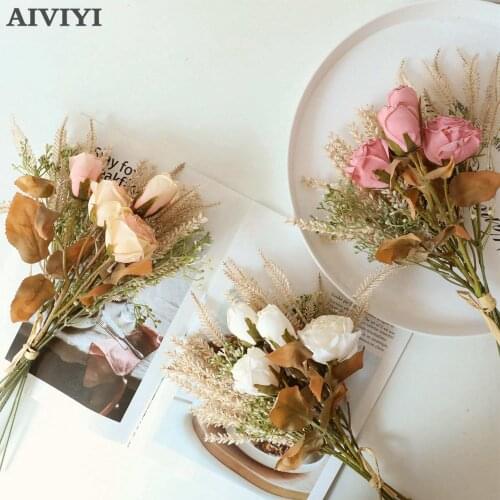 Bunch of dried rose corn ears wedding party desk Garden home decor christmas decoration artificial flowers plantas fake flower