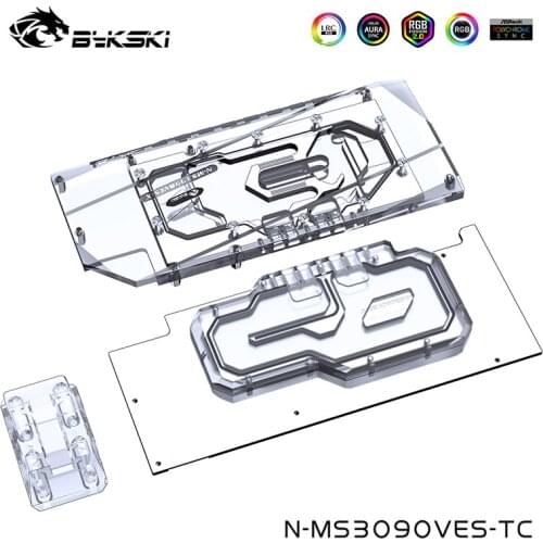 Bykski N-MS3090VES-TC, Active Backplane Block GPU for MSI RTX3080 3090)3x 10G OC,VRAM Graphics Memory Radiator Heatsink cooling