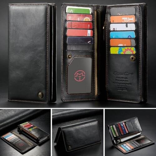 CaseMe Universal Leather Wallet Case For iPhone XR XS Max X 8 7 6S 5 SE For Samsung Note 9 8 S9 Card Zipper Wallet Phone Bag