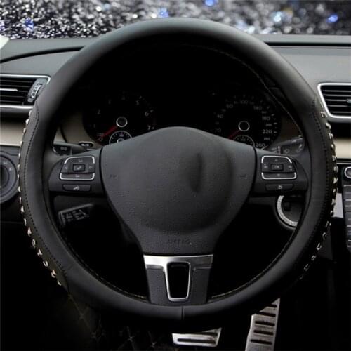 Rivets car steering wheels cover microfiber leather steering-wheel racing auto accessories universal size M 38cm car styling
