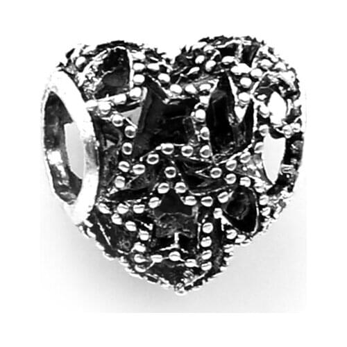 DINGLLY 2Pcs Color Heart Charm beads Fit Original Star Beaded Bracelet For Women Girls men Bangle Necklace Jewelry