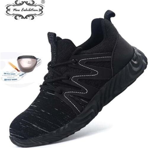 New exhibition Breathable Safety Work Shoes Boots For Men Male Protective Steel Toe Cap Anti-Smashing Construction Work Sneakers