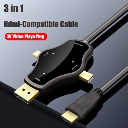 6ft Mini Displayport /DP/Type C to HDMI-compatible Cable Adapter 4K DP to HDMI-compatible Converter for MacBook Air Pro Switch