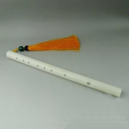 Collection Chinese Natural Jade Carving Ornaments Jade Carved Jade Playing Flute White Jade Flute Musical Instruments