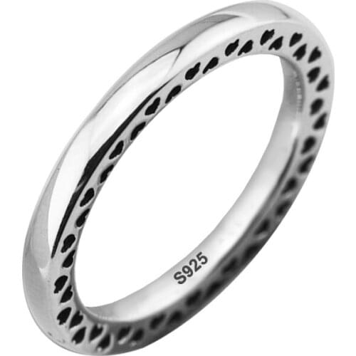Classic Hearts Rings 100% Authentic 925 Sterling-Silver-Jewelry Free Shipping
