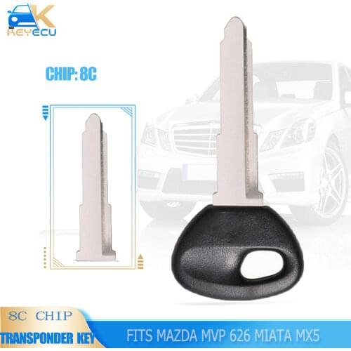KEYECU Transponder Ignition Key ID8C Chip & MAZ13 Uncut Blade - for Mazda MVP 626 Miata MX5 2000 2001 2002 2003