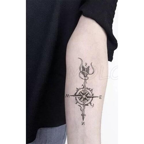 Compass Feather Arrow Small Temporary Tattoo Sticker Fake Tattoos for Women Men Body Makeup Waterproof Stickers