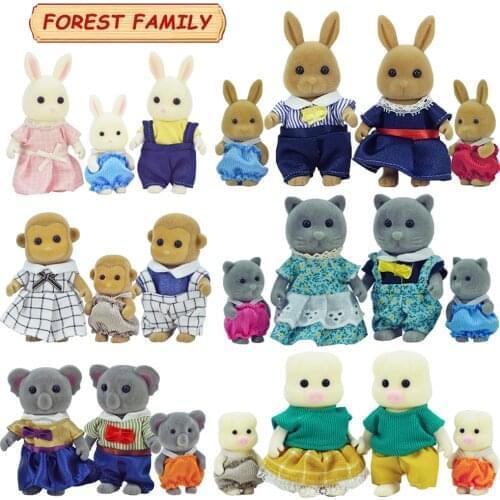 Dollhouse Simulation Forest Rabbit Family Doll Figures Furniture DIY Playset PlayHouse Bedroom Girl Toys Accessories Xmas Gifts