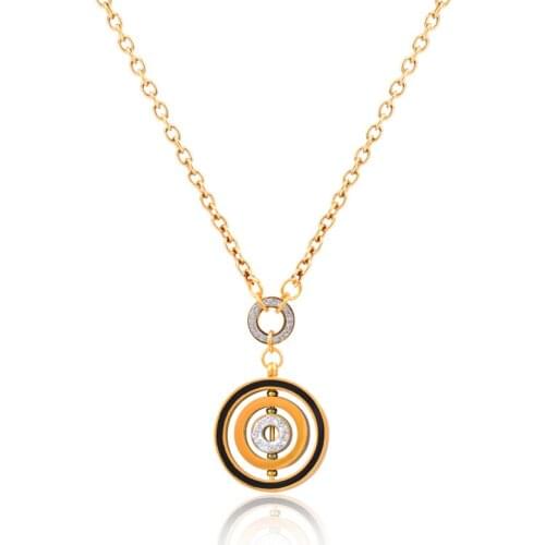 LEEKER Trendy Zircon Stainless Steel Pendant Necklace Rose Gold Roma Numbers Circles Chokers Necklaces For Women boho 396 K2