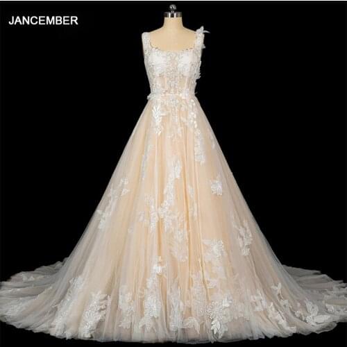 LSDZ55 Lace Flower Pattern Bridal Round Neck Wedding Dress 2021 New Beautiful Sequined Slim Wedding Dress платья свадебные