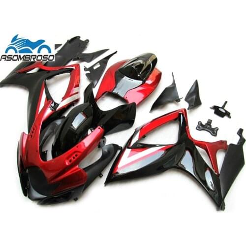 Best price Bodywork Fairing kit for SUZUKI K6 K7 Injection Molding GSXR 600 750 2006 2007 red black gsxr600 fairings HX36