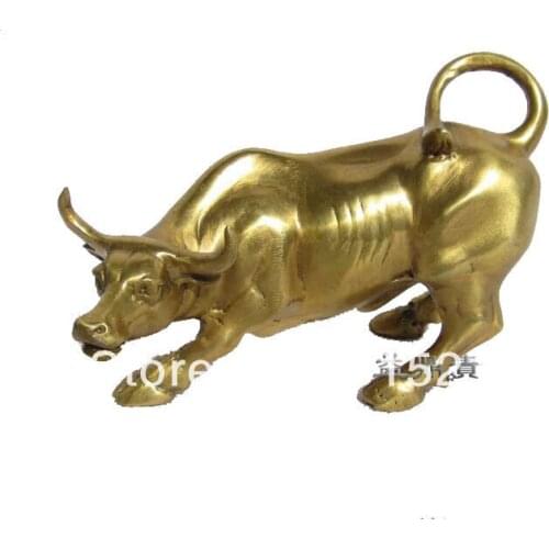 Wang 000283 Small Wall Street Brass Fierce Bull OX Statue