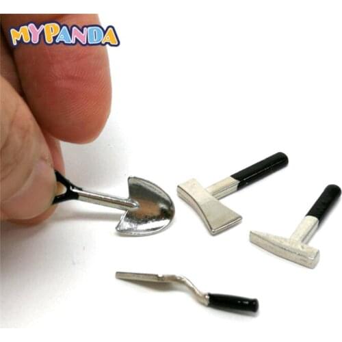 2021 Fashion 4pcs Kids Hand Tool Toys Dollhouse 1:12 Mini Axe Shovel Hammer Furniture Toys DIY Builders Doll Accessories Gift