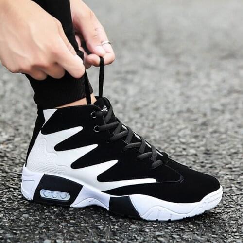 Mens Sneakers Color Matching Trend Design Adult Casual Flat Shoes Mens High To Help Breathable Non-slip Wear Running Shoes