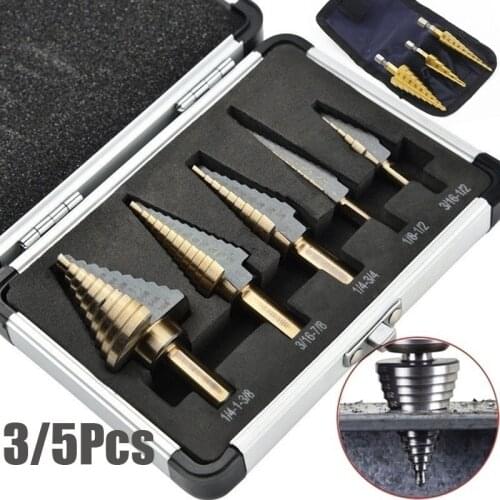 1/3/5PCS HSS Cobalt Multiple Hole 50 Sizes Step Drill Bit Set Tools Aluminum Case Metal Drilling Tools for Metal Wood Step Drill
