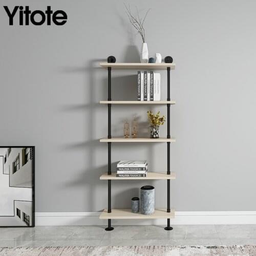 YITOTE wall shelf Solid wood living room water pipe study bedroom floor shelf loft industrial style wall hanging bookshelf