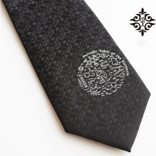 New Original Chemical Element Periodic Table Black Embroidery Tie Cool Literature and Art Male and Female Students Couple Tie