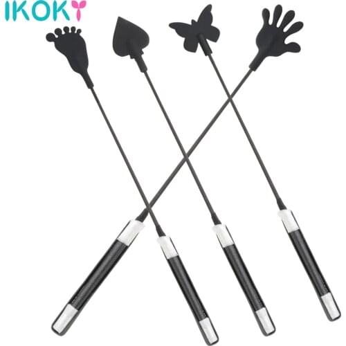 55cm Flirting Slave SM Adult Games Spanking Paddle Sex Toys For Women Couple Black PU Leather Long Handle Long Whip