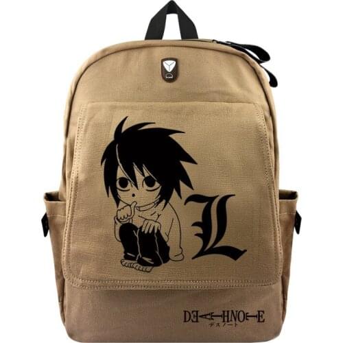 Death Note Black Canvas Backpack Laptop School Book Shoulder Bag Travel Cosplay Bag With Earphone hole Durable
