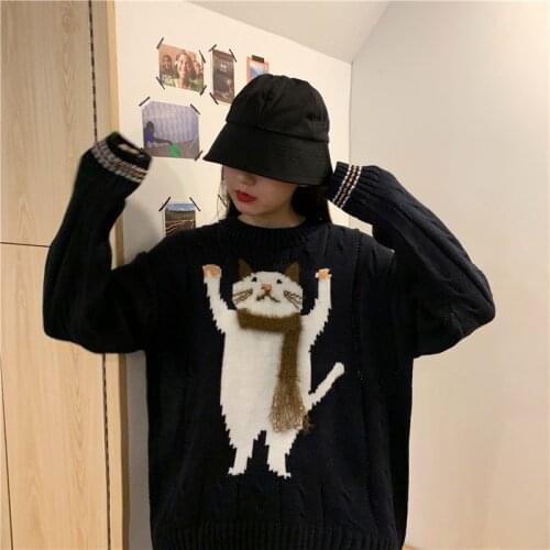 Sweater Women Winter Warm Stitch Pullover Kawaii Harajuku Loose Sweat Tops Crewneck Gothic Clothes Hipster топ xnwmnz Tops