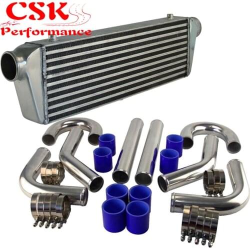 Universal 2.5" Aluminum Piping Hose Clamps + 550mmx180mmx64mm FMIC Intercooler Kit Black/Blue/Red