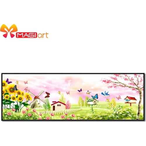 Cross stitch kits Embroidery needlework sets 11CT water soluble canvas patterns 14CT Pastoral Style the garden-NCMS017