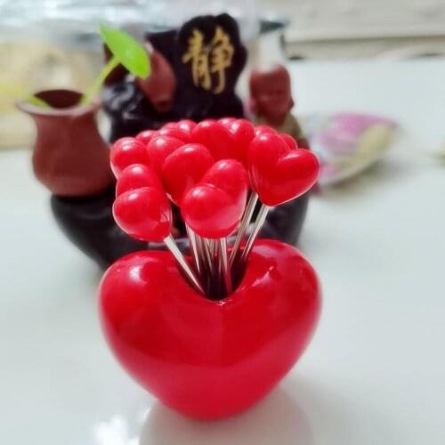 NEWYEARNEW Love Heart Cartoon Food Fruit Forks Snack Dessert Picks for Kids Accessories Kitchen Utensils Wedding Gift