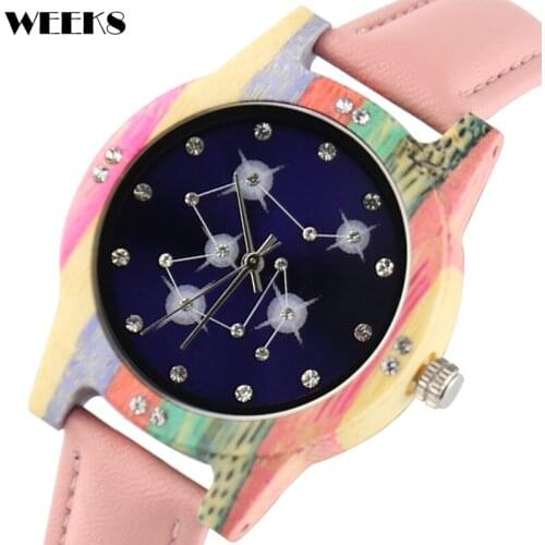 Women Wood Watch Leather Band Ladies Bracelet Watches Colorful Bamboo Wooden Wristwatch for Female Girls Clock relogio masculino