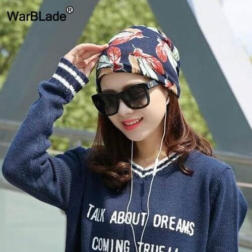 Women Beanies Skullies Lady Fashion High Quality Hip Hop Floral Winter Cap Scarf Adult Polyester Autumn Hat Headdress WarBLade