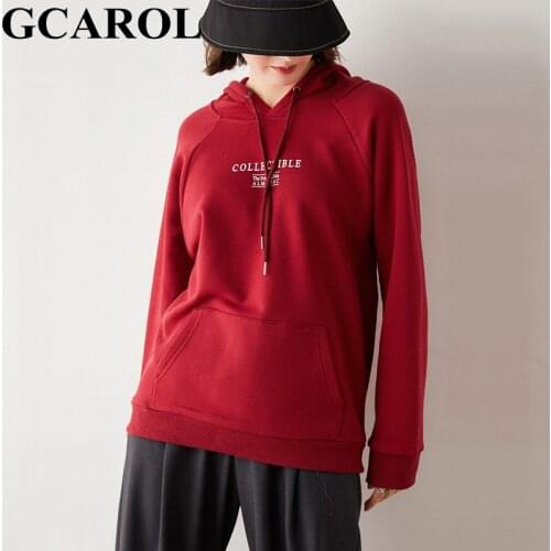 GCAROL Women Letter Hooded And Drawstring Pants Sets Loose Oversized Cotton Blends Lazy Sweatshirt Autumn Winter Sport Tracksuit
