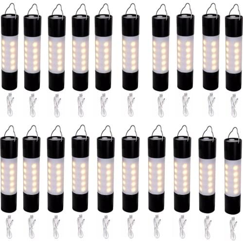 1-20pcs USB Rechargeable Hanging Flashlight Zoomable Aluminum alloy + ABS LED Torch Camping Tent Lamp Torch Outdoor Night Light