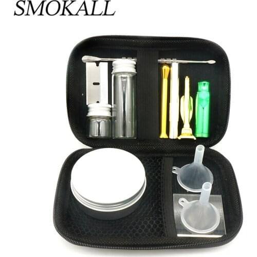 1Set Snuff Smoking Accessories With Sniffer Glass Bottle Aluminum Tobacco Stash Jar Acrylic Board Funnel Cigarette Smoke Pipe