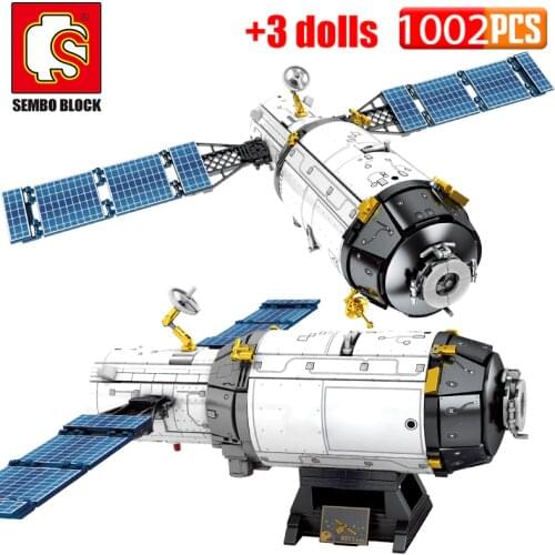 SEMBO 1002PCS Astronaut Manned Space Station Model Building Block City Rocket Aerospace Spaceship Launcher Figures Bricks Toys