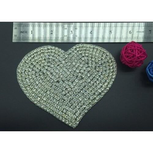 12CM Heart shape Bridal Crystal Sash Rhinestone Applique crystal beaded rhinestone applique trimming for wedding dress