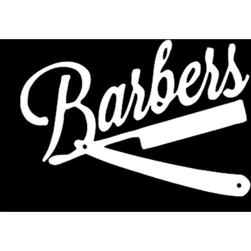 13.5CM*9.2CM Moustache Haircut Scissors Barber Shop Vinyl High Quality Car Sticker C22-0050