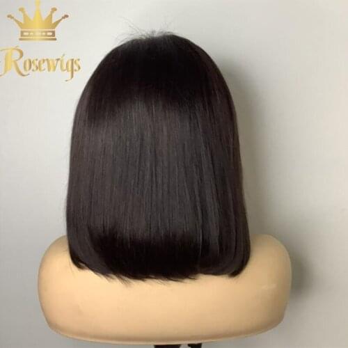 360 Lace Fronta Short Straight Bob Human Hair Wigs 13*4 Lace Frontal Wig Brazilian Remy With Baby Hair #1-8 150