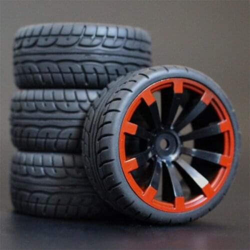 4Pcs 26mm Rubber RC Tyres & Wheel Rims Hex 12 For 1:10th HSP HPI Sprint 2 Drift RS4 On Road 4WD