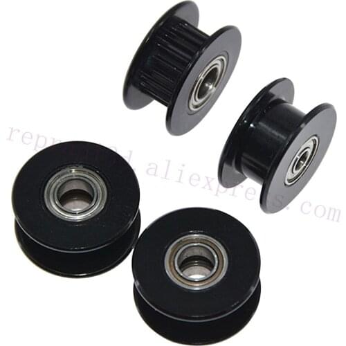 4pcs Black GT2 Idler Pulley Aluminum 20 Teeth 2GT Timing Pulley Bore 3mm 4mm 5mm Width 6 for 3D Printer Parts